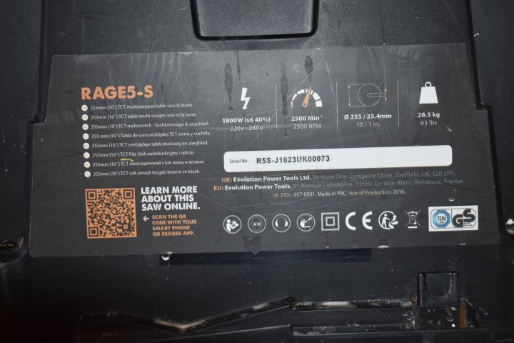 571153-6 Mobile saw table from Evolution Rage5-S