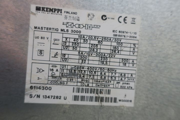 596243-6 Tigwelder Kemppi MasterTig MLS 3000