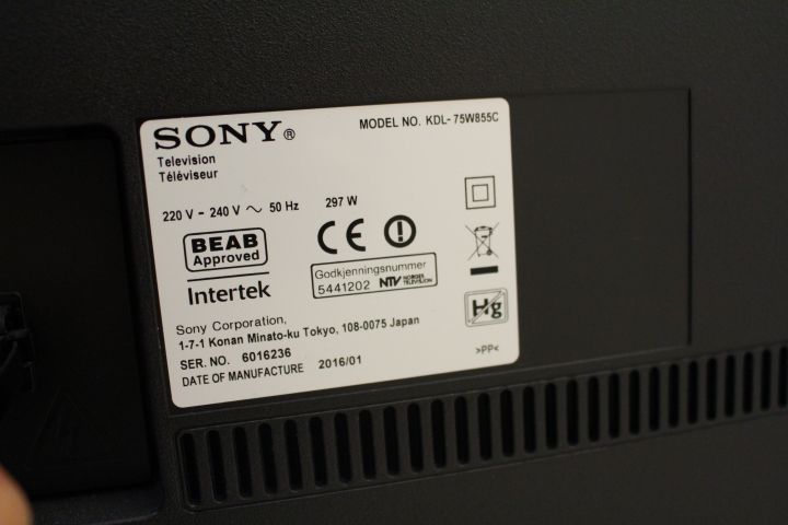 602976-8 TV Sony KDL-75W855C 75 "