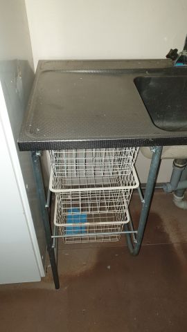 542417-2 Tvättbänk, rostfri med korghyllor