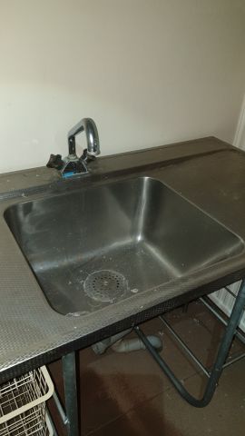 542417-3 Tvättbänk, rostfri med korghyllor