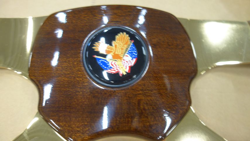 614770-3 Truck Steering Wheel VictorTour America 4 Gold Wood 457 18 ″