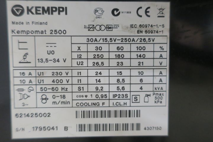 596689-11 Migweld Kemppi Kempomat 250