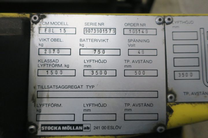 596732-5 Electric forklift TCM FBL 15