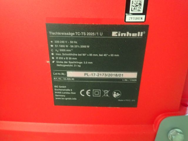 598880-12 Split saw EINHELL TC-TS 2025/1 U