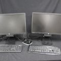 618894-1 2 computer monitors HP EliteDisplay E231 with keyboard and computer mice