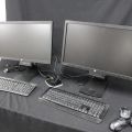 618894-2 2 computer monitors HP EliteDisplay E231 with keyboard and computer mice