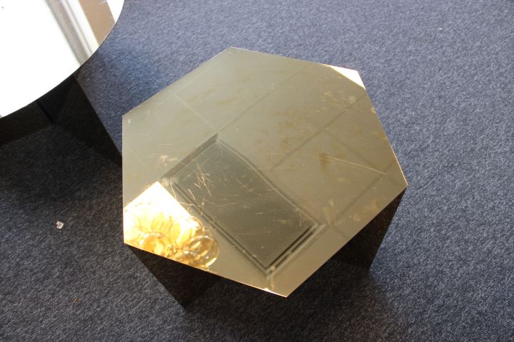 608822-2 Coffee table HAY Slit Table Hexagon brass