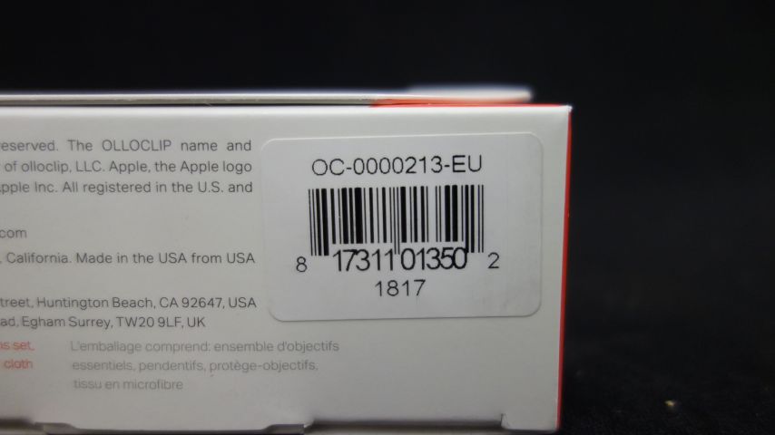 620848-3 Olloclip Core Lens for iPhone 7/7 Plus: Black Lens / Black Clip - Free Shipping