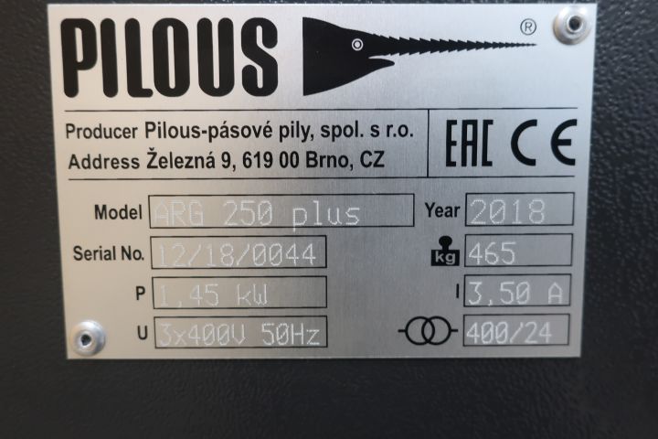 622221-11 Cold band saw Pilous ARG 250 Plus