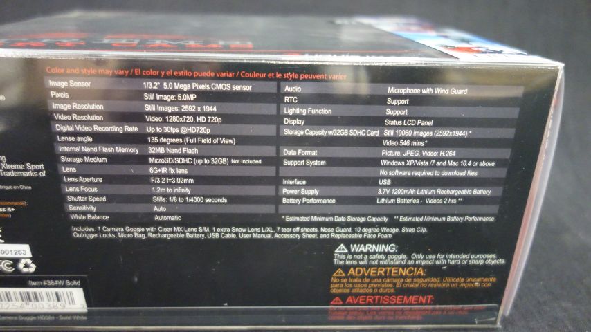 622526-4 Liquid Image All Sport 720P HD Cross-Over Video Camera Goggles - White - Free Shipping