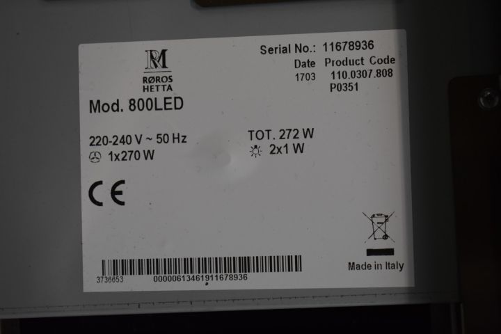 621779-7 Integrated carbon filter fan 49 cm Røros Hetta 800 LED - transport damaged