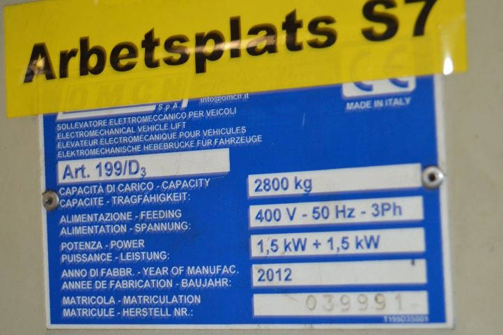 593861-5 2-pelarlyft 2,8 ton OMCN 199D