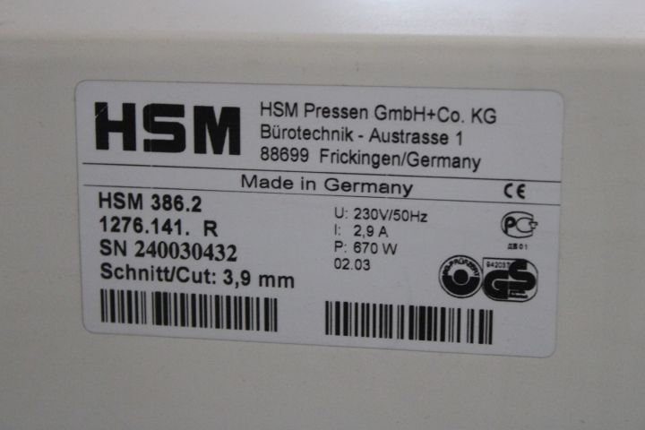 368825-7 Document shredder on stand, HSM 386.2