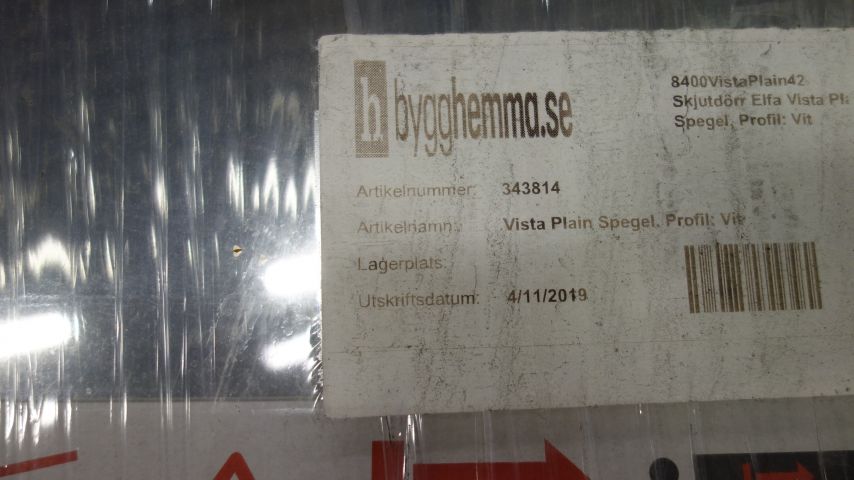 633725-3 2 sliding door Elfa Vista Plain Mirror, Profile: White