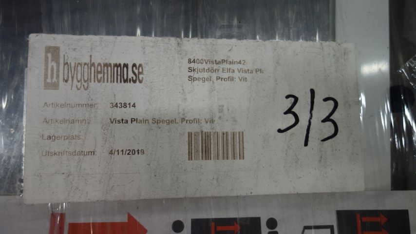 633725-2 2 sliding door Elfa Vista Plain Mirror, Profile: White