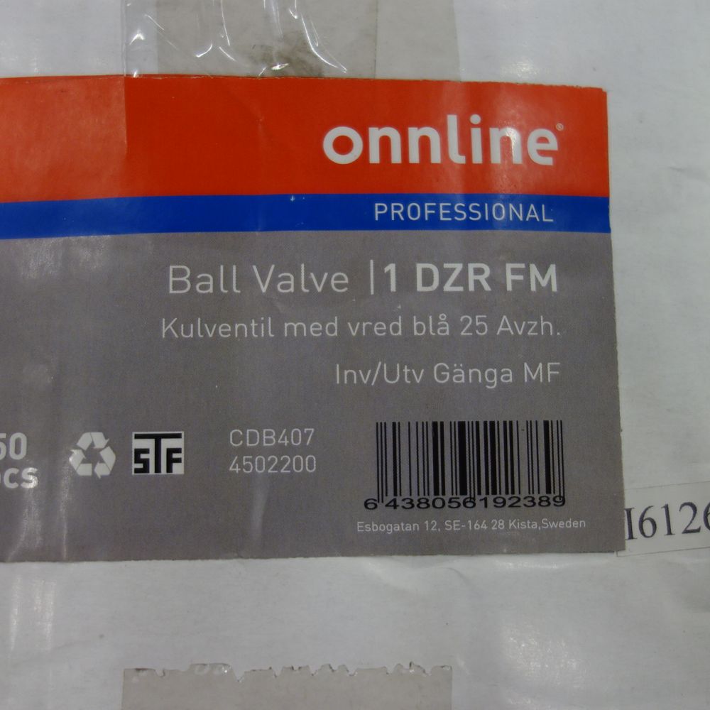 635953-2 50 pcs Ball valve with knob, blue 25 in / out thread