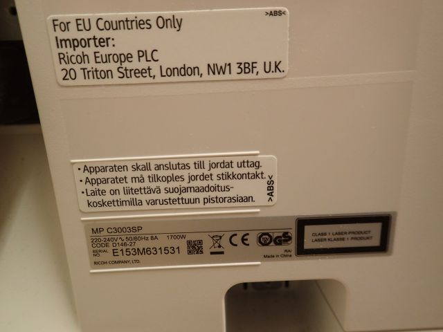 527647-7 Copier / Multifunction Printer Nashuatec MP C3003.