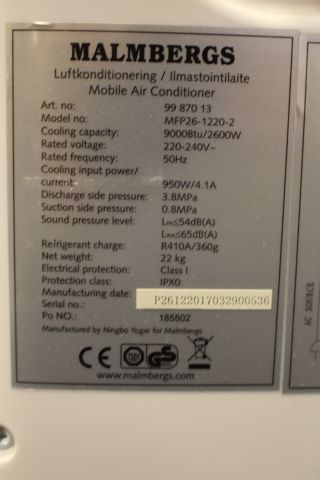 612724-4 Portabel AC Malmbergs MFP26-1220-2