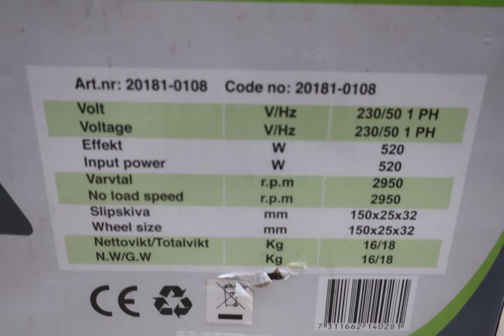 637028-3 Bench grinder Luna MSG 150 H