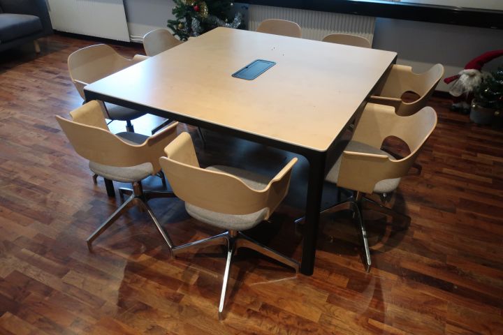 628285-1 Conference table, IKEA with 8 chairs and whiteboard
