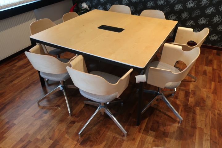628285-3 Conference table, IKEA with 8 chairs and whiteboard