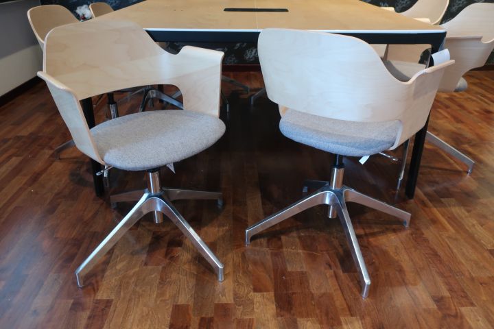 628285-6 Conference table, IKEA with 8 chairs and whiteboard