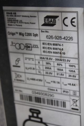 626071-4 MIG-svets ESAB Origo Mig C200 3ph