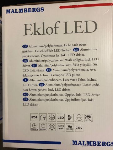 643270-5 Malmberg's WALL LIGHT EKLOF LED, DARK GRAY, 1X10W, IP54 (3pcs)