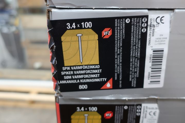 642918-2 5 boxes of nails Gunnebo 3.4x100