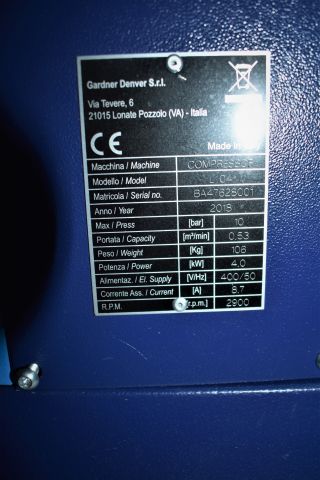 647262-4 Screw compressor Gardner Denver SRL CompAir - L 04 -2018