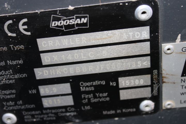647533-21 Crawler excavator Doosan DX with planer bucket -15 Hours: 2497.2