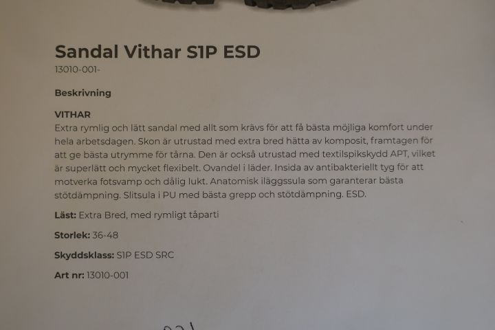 628471-8 8 par skyddssandaler, Cofra Vithar, olika storlekar