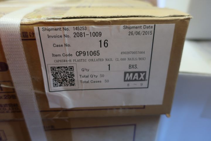 651056-12 Concrete nail tool, MAX HN120, with 11 cardboard nails