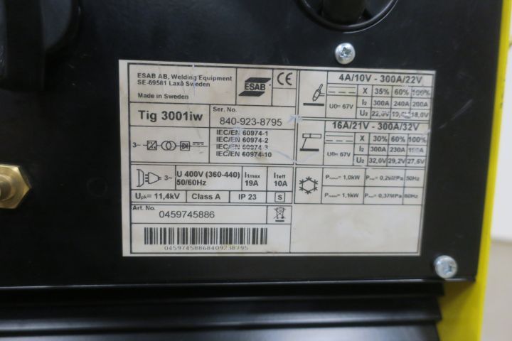 640426-7 Tig welding machine Esab Tig 3001iw