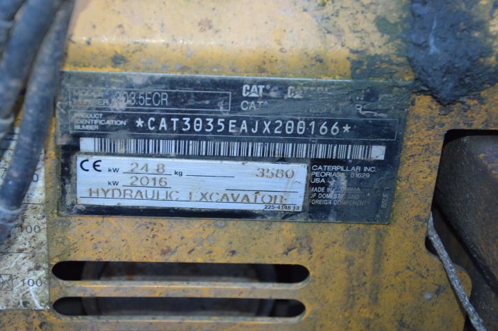655647-32 CATERPILLAR 303.5ECR -2016 1242 hrs.