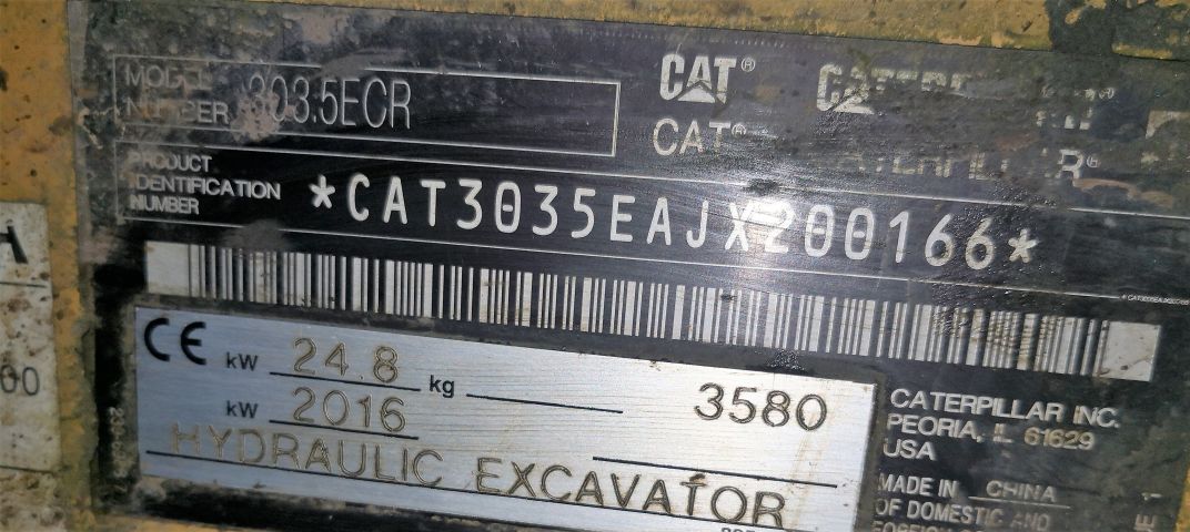 655647-39 CATERPILLAR 303.5ECR -2016 1242 hrs.