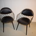632679-1 2 café chairs Piña Magi's Italian design, leather / metal