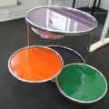 631866-2 Colorful coffee table in steel and glass