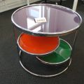 631866-1 Colorful coffee table in steel and glass