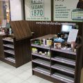 630152-1 Checkout counter with several parts in wood laminate