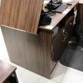630152-11 Checkout counter with several parts in wood laminate