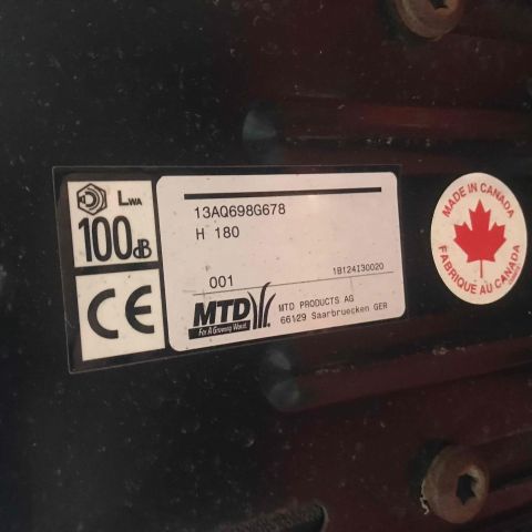 427961-9 Åkgräsklippare MTD H180 18hp