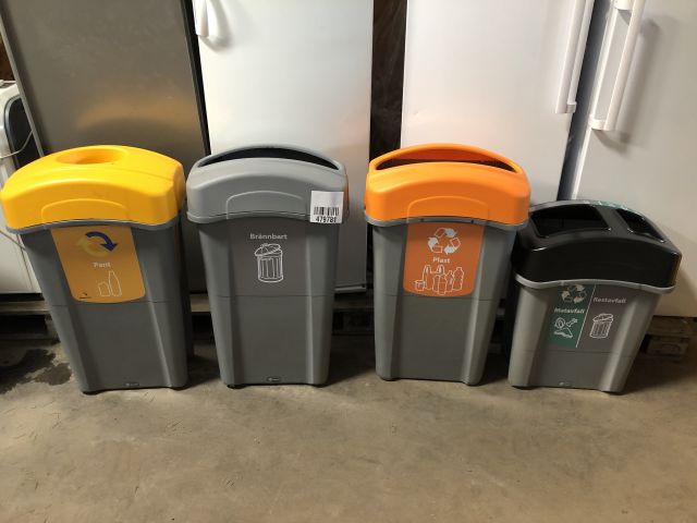 479775-3 5 sorting barrels with lids for plastic, food waste, combustible, residual waste, deposit