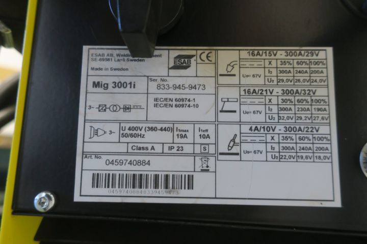 640585-14 Mig welding machine Esab Mig 3001i