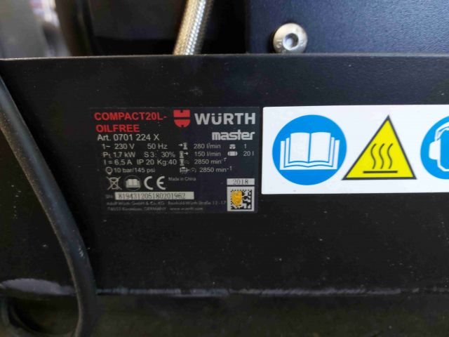 665803-9 Compressor Würth 10Bar, 20L -2018