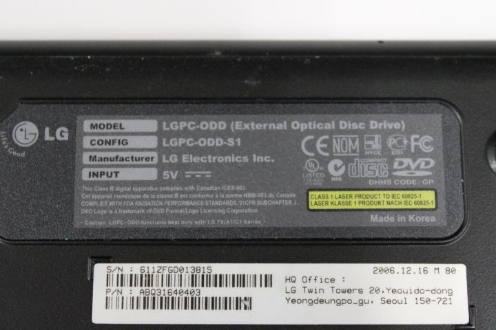 661126-4 External DVD Player LGPX-ODD