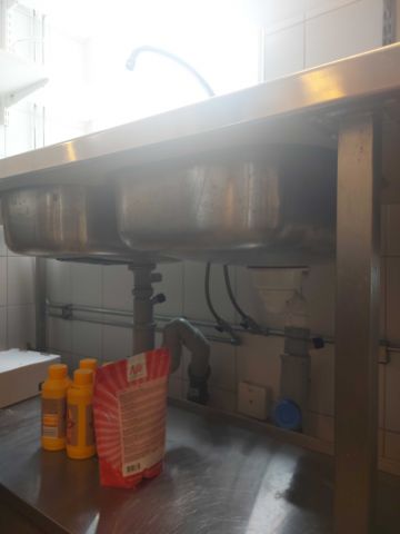 679142-9 Rostfri bänk med diskho & blandare