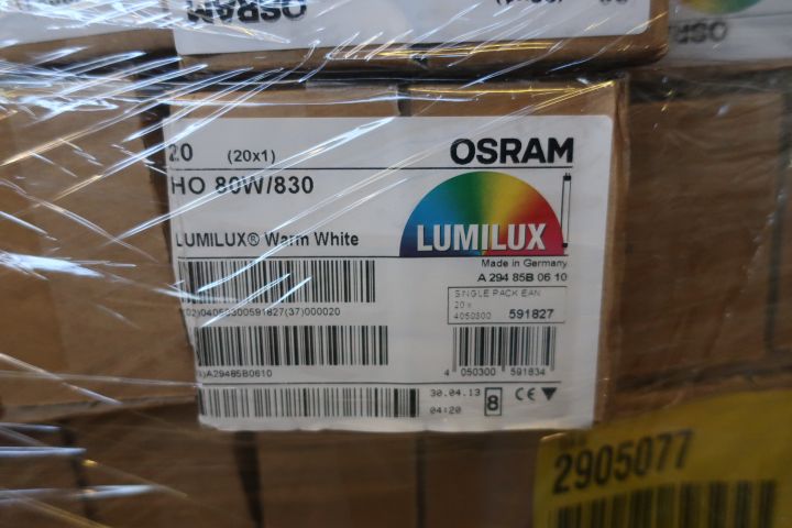 651949-4 Pallet with fluorescent lamps, Osram Lumilux HO 49W 840