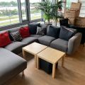 676201-2 Corner sofa with chaise longue, table and seat puff